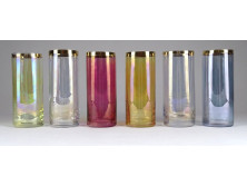 Retro színezett aranyozott üveg pohár készlet 6 darab