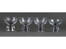 Különböző 4 darab csiszolt üveg stampedlis pohár 