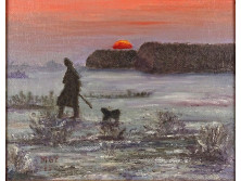 XX. századi festő : Vadászat naplementében 1985 