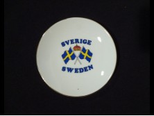 Régi svéd zászlós porcelán dísz tányér