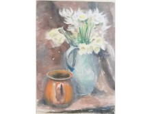 Asztali virágcsendélet akvarell festmény