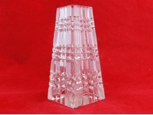 Régi vastagfalú szögletes csiszoltüveg váza