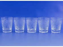 Régi üveg stampedlis pohárkészlet 5 darabos