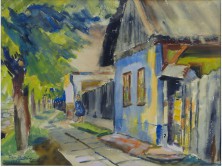 Tar Zoltán : Falusi utca akvarell 1978