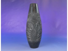 Jelzett hargitai fekete kerámia váza