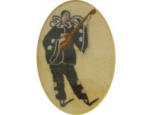 Antik mandolinozó Pierrot tűgoblein