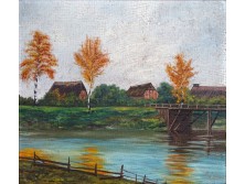 Poór Jenő folyópart fa híddal