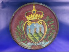 Nagyméretű kerámia falitál San Marino címer