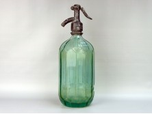 Régi feliratos zöld szódásüveg VETŐ 1949