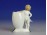 Antik porcelán Ámor figura ibolyavázával 8cm