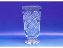 Régi vastagfalú csiszolt üveg váza 18 cm