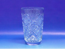 Régi vastagfalú csiszolt üveg váza 15 cm
