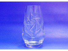 Régi kisméretű csiszoltüveg váza 13 cm