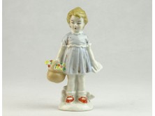 Jelzet régi GDR porcelán kislány figura 13cm