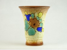 Jelzett virágdíszes kerámia váza 17 cm