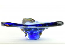 Fújtüveg BOHEMIA művészi üveg tál 30 cm