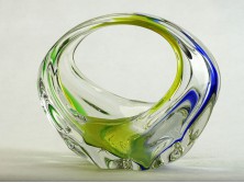 Fújtüveg BOHEMIA művészi üveg dísztárgy 16cm