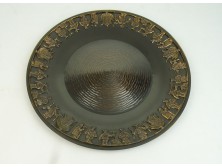 Iparművészeti bronzírozott fém dísztál 36 cm
