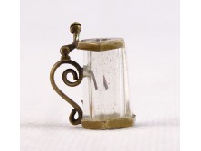 Régi miniatűr rézfedeles söröskorsó 1.5 cm