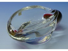 Jelzett fújtüveg művészi üveg hamutál 10 cm