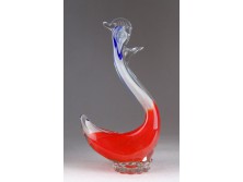 Színezett művészi üveg madár dísztárgy 24 cm