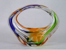 Fújtüveg BOHEMIA művészi üveg kosár 17 cm