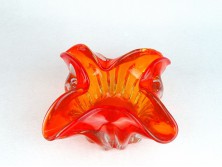 Fújtüveg BOHEMIA narancs üveg tál 18 cm