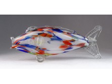 Muránói jellegű művészi üveg díszhal 22.5 cm