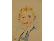 Bánnátfi jelzéssel : Kisfiú portré 1940