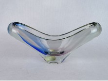 Fújtüveg BOHEMIA művészi üveg tál 26 cm