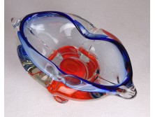 Fújtüveg BOHEMIA művészi üveg hamutál 19 cm