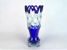 Régi művészi fújt üveg áttört váza 26.5 cm