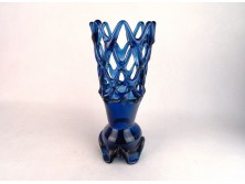 Régi művészi fújt üveg áttört váza 27 cm