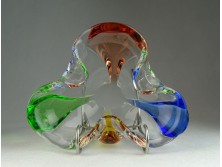 Fújt üveg cseh művészi üveg hamutál 14 cm