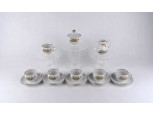 Virágmintás német Henneberg porcelán kávés készlet 13 darab