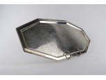 Régi art deco ezüstözött fém kínáló tálca 45 x 23 cm