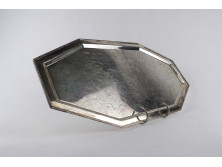 Régi art deco ezüstözött fém kínáló tálca 45 x 23 cm