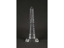Régi csiszolt üveg torony levélnehezék, íróasztali kellék 20.7 cm