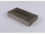 Régi Budapest feliratú fabetétes iparművészeti fém doboz 15 x 8.5 cm 