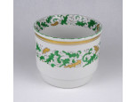 Régi kézi festéssel és aranyozással díszített fül nélküli Zsolnay porcelán bögre