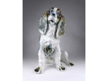 Régi nagyméretű porcelán spániel kutya 34 cm