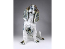 Régi nagyméretű porcelán spániel kutya 34 cm