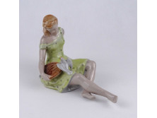 Régi Drasche Hamupipőke galambot etető lány porcelán figura 18.5 CM