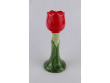 Tulipánt formáló kerámia gyertyatartó 17 cm