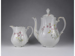 Régi német Tetmajer virágmintás porcelán teáskanna és tejszín kiöntő