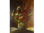Régi, jelzett olaj vászon virágcsendélet 80 x 60 cm