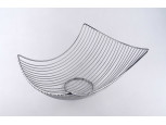 Nagyméretű, modern inox asztalközép kínáló, gyümölcskosár 34 x 27 cm