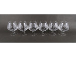 Régi csiszolt konyakos whiskys üveg talpas pohár készlet 6 darab