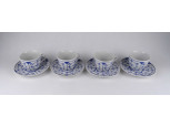 Régi Blau Saks mintás német Eisenberg porcelán kávéskészlet 8 darab