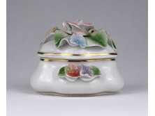 Régi rózsás porcelán bonbonier 6.5 x 8 x 6.8 cm